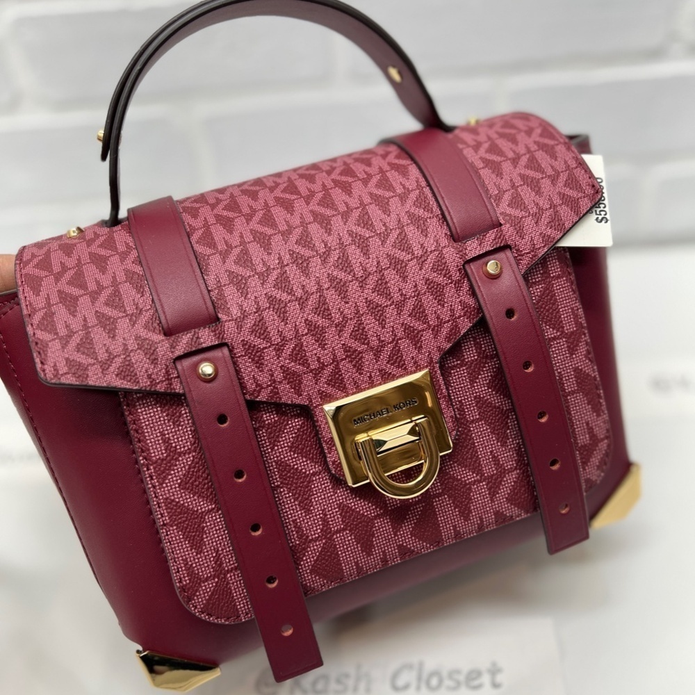 Michael Kors Manhattan Satchel Medium Leather Mulberry Multi